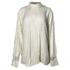 Victoria Beckham Scarf Neck Long Sleeve Blouse In Cream Acetate In White