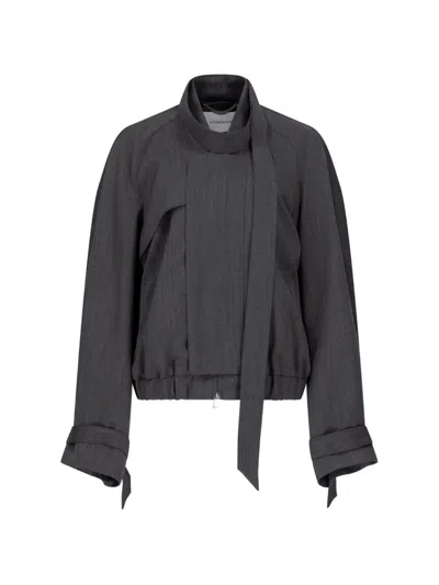 Victoria Beckham Scarf-detail Jacket In Grey