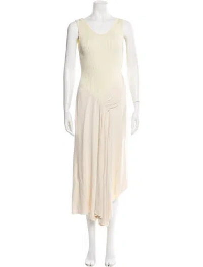 Pre-owned Victoria Beckham Scoop Neck Long Dress In Neutral