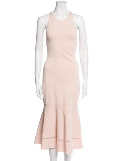 Pre-owned Victoria Beckham Scoop Neck Midi Length Dress W/ Tags In Orange