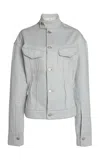 Victoria Beckham Sculpted Cotton Denim Jacket In Light Wash