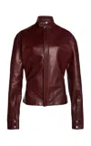 Victoria Beckham Sculpted Leather Jacket In Burgundy