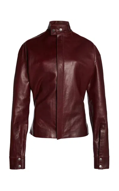Victoria Beckham Sculpted Leather Jacket In Burgundy