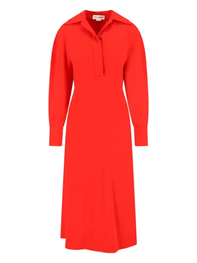 Victoria Beckham Sculpted Satin-blend Midi Dress In Red