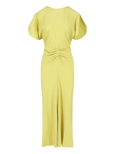 Victoria Beckham Sculpted Satin-feel Mini Dress In Yellow