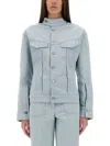 Victoria Beckham Blue Sculptural Denim Jacket