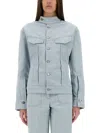 Victoria Beckham Blue Sculptural Denim Jacket In Blue