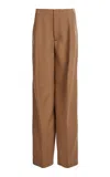 Victoria Beckham Sculptural Leg  Wool Trouser In Brown