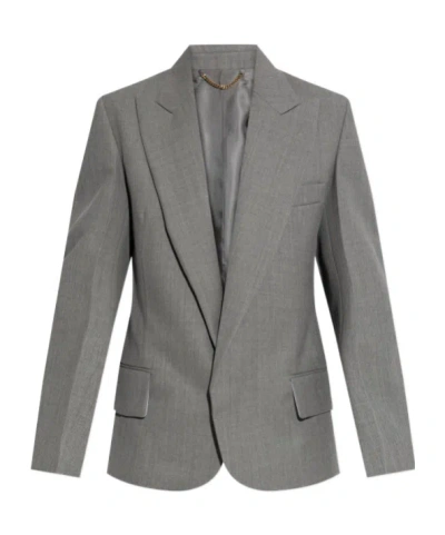 Victoria Beckham Sculptural-sleeve Jacket In Gray