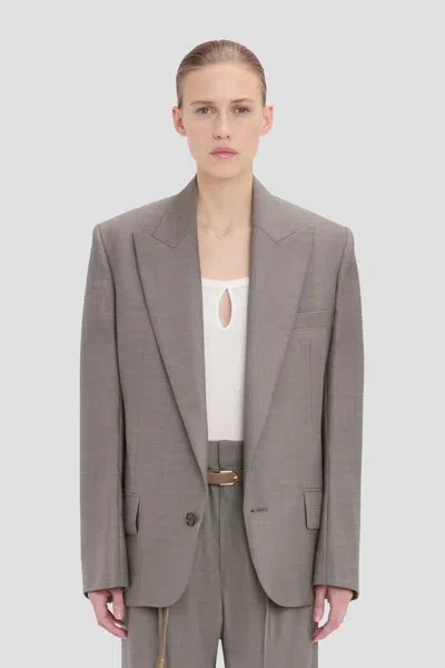 Victoria Beckham Sculptural Sleeve Jacket In Nickel In Brown