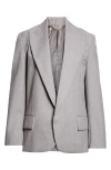 Victoria Beckham Sculptural Sleeve Virgin Wool Jacket In Gray