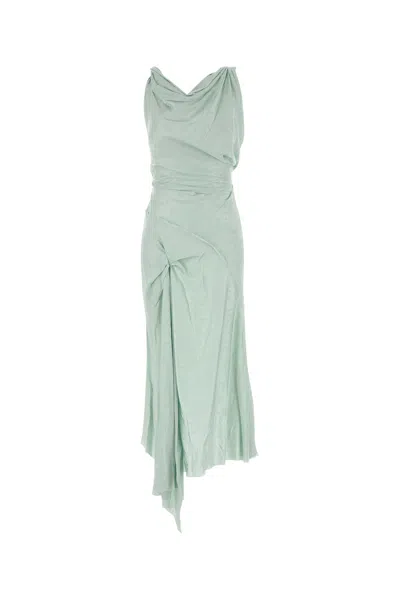 Victoria Beckham Sea Green Viscose Dress In Blue