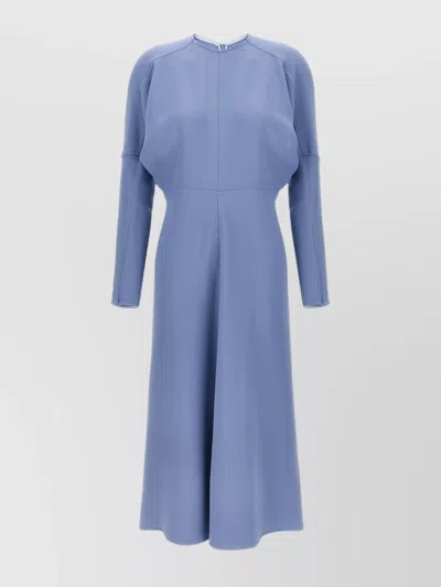 Victoria Beckham 'seam Detailing Midi Sleeve Dress' In Blue