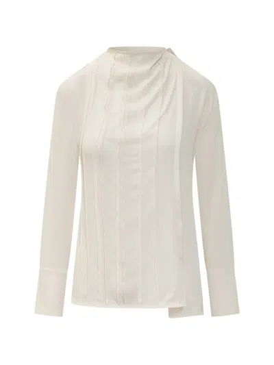 Victoria Beckham Seam-detail Long-sleeve Blouse In Neutral