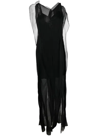 Victoria Beckham Semi-sheer Sleeveless Maxi Dress In Schwarz
