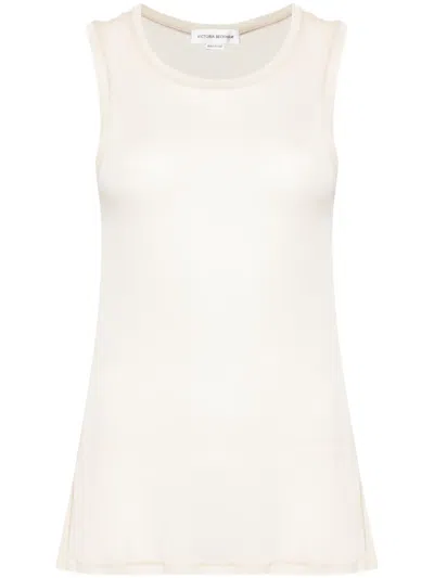 Victoria Beckham Semi-sheer Slub Tank Top In Neutrals