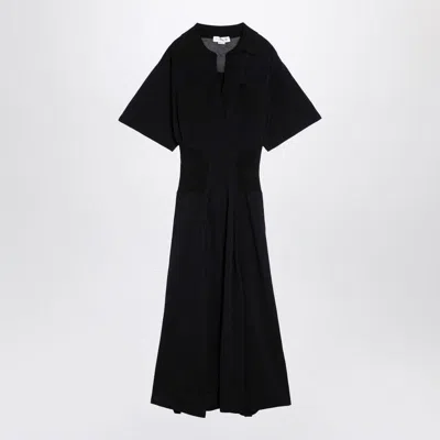 Victoria Beckham Semi-transparent Knit Long Dress In Black
