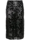 Victoria Beckham Sequin-embellished Pencil Midi Skirt In Schwarz