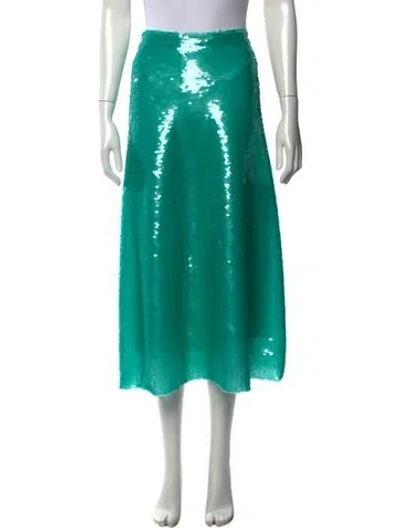 Pre-owned Victoria Beckham Sequin Embellishments Midi Length Skirt In Green