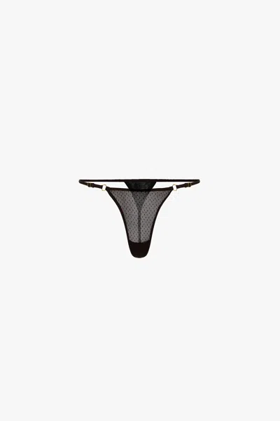 Victoria Beckham Sequin Mesh Thong In Black
