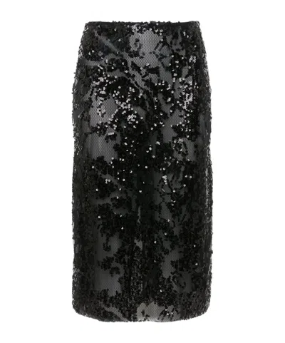 Victoria Beckham Sequined Skirt In Black
