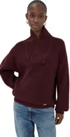 Victoria Beckham Shawl Neck Sweater In Port