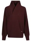 Victoria Beckham Shawl Neck Sweater In Port