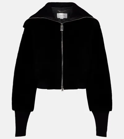 Victoria Beckham Shearling Bomber Jacket In Black