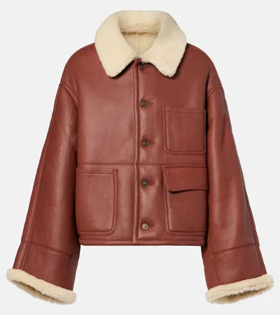 Victoria Beckham Shearling Jacket In Brown