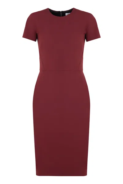 Victoria Beckham Sheath Dress In Burgundy