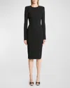 Victoria Beckham Fitted Long Sleeve T-shirt Dress In Black