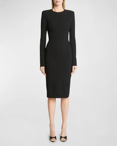 VICTORIA BECKHAM SHEATH WOOL MIDI DRESS