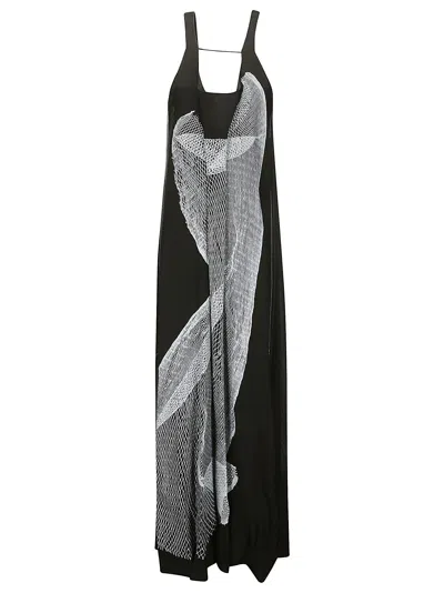 Victoria Beckham Sheer Cami Gown In Contorted Net - Black/white