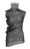 Victoria Beckham Sheer-knit Sleeveless Top In Black