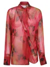 Victoria Beckham Sheer Lightweight Floral Print Shirt In Red