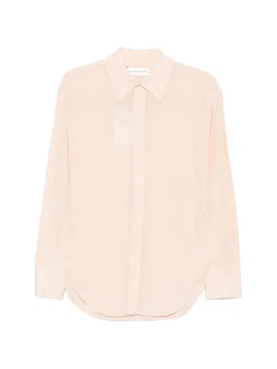 Victoria Beckham Slim Fit Silk Button-up Shirt In Pink