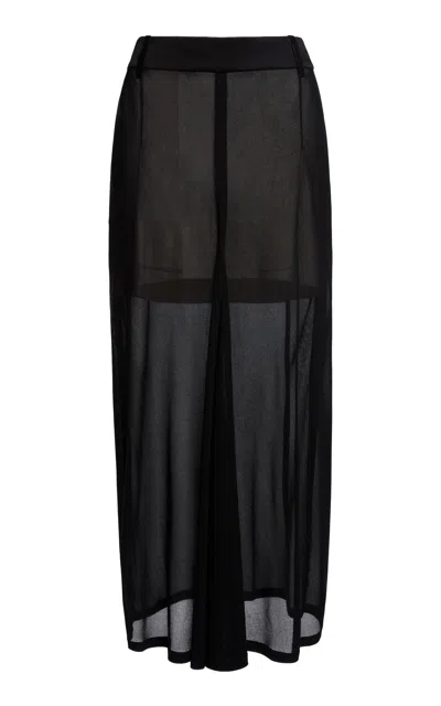 Victoria Beckham Sheer Paneled Midi Skirt In Black