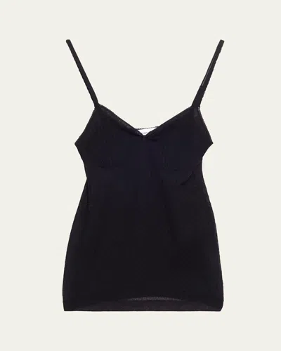 Victoria Beckham Sheer Rib Camisole Top In Black