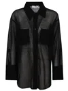 Victoria Beckham Lightweight Cotton Blend Shirt W/pockets In Black