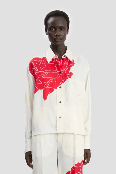 Victoria Beckham Shirt In Red Floral Print In Multi