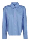 Victoria Beckham Shirt Cropped Long Sleeves In Light Blue