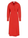 Victoria Beckham Knee Length Dress Long Sleeves In Red