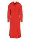 Victoria Beckham Knee Length Dress Long Sleeves In Red