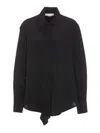 Victoria Beckham Silk Ruffle Front Blouse In Negro