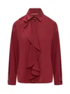 Victoria Beckham Ruffled Silk Blouse In Rosso Rubino