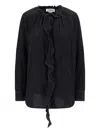 Victoria Beckham Shirt With Ruffles In Black