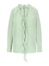 Victoria Beckham Ruffled Crepe De Chine Shirt In Green