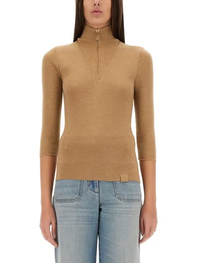 Victoria Beckham Shirt With Zip. In Brown