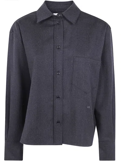 Victoria Beckham Ellys Tailored Shirt Jacket Chest Pocket In Blue