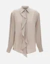 Victoria Beckham Purple Asymmetric Ruffle Blouse